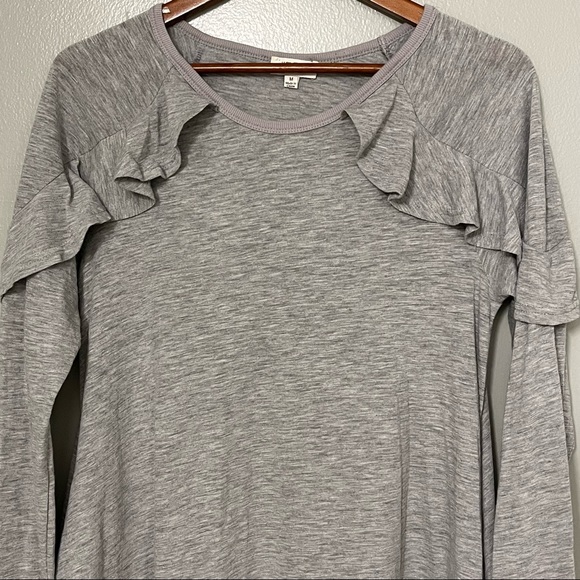 Umgee Womens Gray Long Sleeve Ruffle Slub Cotton Blend Tunic Short Dress Size M - Picture 10 of 12